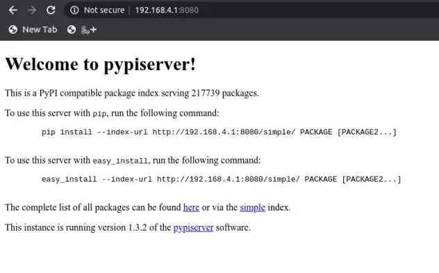 PyPIServer start page